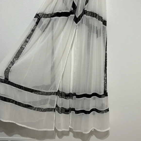 Blessed are the Meek Turn to Gold White and Black Lace Maxi Skirt - 2